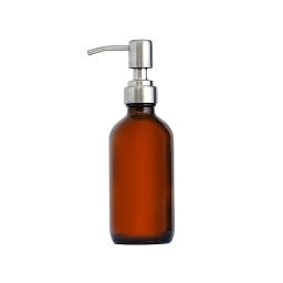 [TNPACC020] Silver Metal Cap Amber Bottle 250ml ,زجاجة العنبر المعدنية الفضية